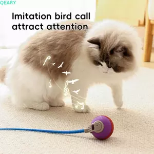 QEARY Pet Bóng lăn tự động, Bóng trêu ghẹo mèo silicon có thể sạc lại USB, Đuôi nhỏ thông minh có thể điều chỉnh điện cho mèo Teaser tự giải trí