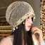 BRABRAA Lưới Beanie Cho Nữ, Mũ Móc Đính Hạt Đa Năng Thoáng Khí, Thời Trang Rỗng Ra Nhẹ Mềm Slouchy Cap Phụ Kiện Thời Trang