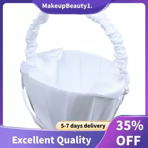Giỏ hoa cưới đính cườm Satin màu trắng Trang trí nơ