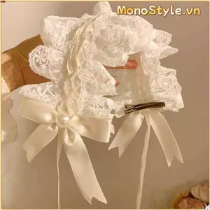 MONOSTYLE Quấn Đầu, Ren Cosplay Tai Mèo Băng Đô, Gothic Nơ Mũ Nữ