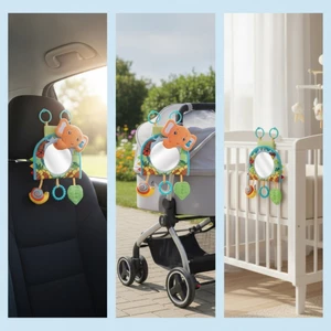 Gương ghế ô tô có đồ chơi Gương ghế ô tô mềm mại tương tác đầy màu sắc cho trẻ sơ sinh, chuyến đi đường trường