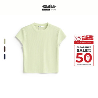 Áo Thun Gân Nữ Tay Ngắn Trơn Form Fitted Cropped - Routine 10S25TSSW005