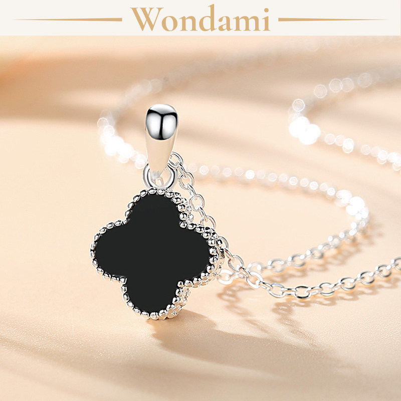 [Không Gỉ] Dây Chuyền Thép Titan Cỏ Bốn Lá Đeo 2 Mặt Khảm Đá Zircon 805