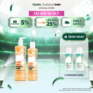 Bộ sản phẩm Sữa Tắm Gội Trẻ em Lactacyd Baby Active Play 500ml +1 Lactacyd Baby Active Play 250ml