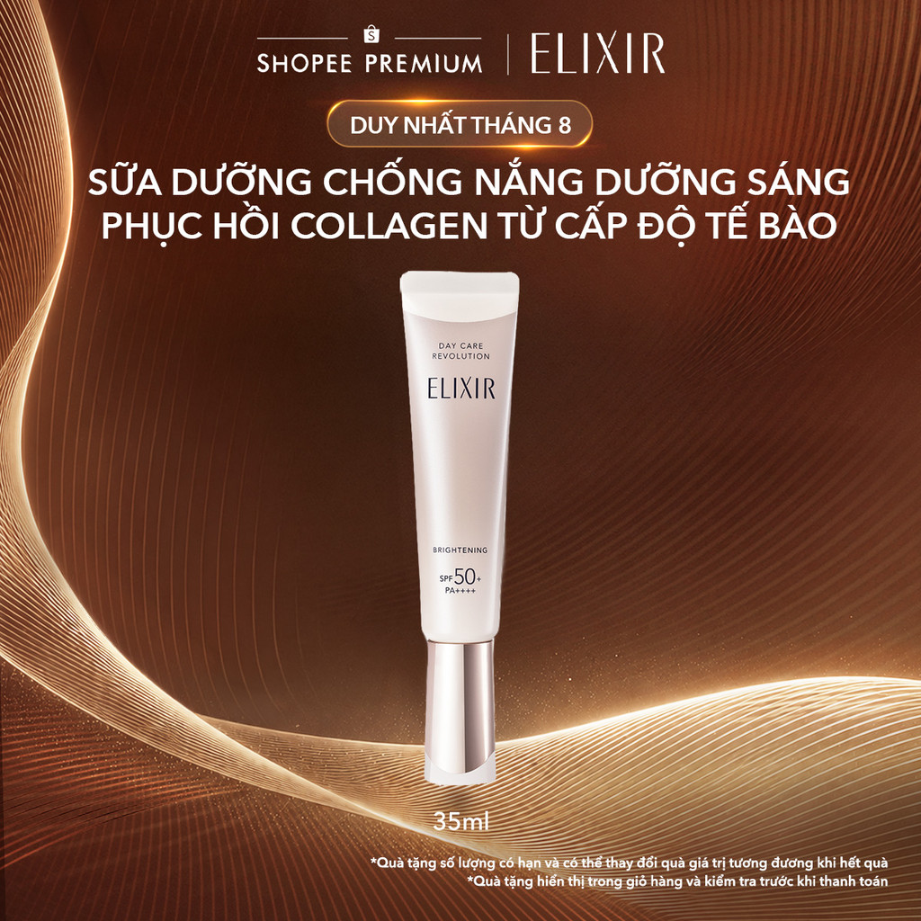Sữa chống nắng dưỡng sáng phục hồi Collagen từ cấp độ tế bào - Elixir Day care Revolution SPF50+ 35ml