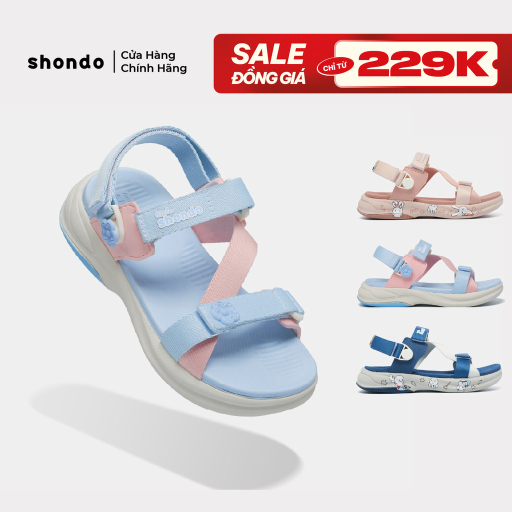 Giày sandal trẻ em Little 8 quai hậu xoay Shondo