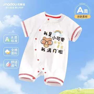 Quần áo trẻ em Quần áo trẻ em Quần áo trẻ em Quần áo Cotton nguyên chất Mùa hè mỏng Phong cách nam nữ Áo liền quần ngắn tay Bộ áo liền quần sơ sinh Áo liền quần dễ thương Quần áo mùa hè + ZLD +