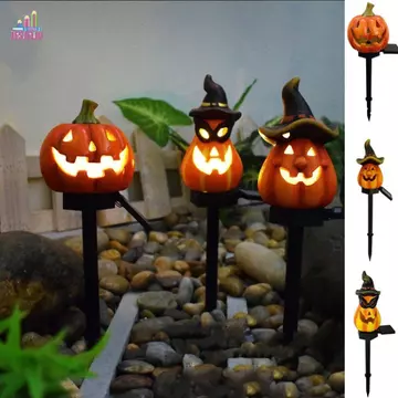Đèn năng lượng mặt trời bằng nhựa bí ngô JESJELIU Halloween, Đèn năng lượng mặt trời màu cam Halloween Jack-o '- đèn lồng năng lượng mặt trời, Đèn bí ngô Halloween năng lượng mặt trời bằng nhựa Đèn Ha
