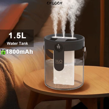 Máy tạo độ ẩm không khí CHLOCH, Máy tạo độ ẩm lấp đầy hàng đầu 1,5L di động, Máy tạo sương mù có thể sạc lại với đèn LED Máy tạo độ ẩm thông minh cho phòng ngủ, văn phòng tại nhà