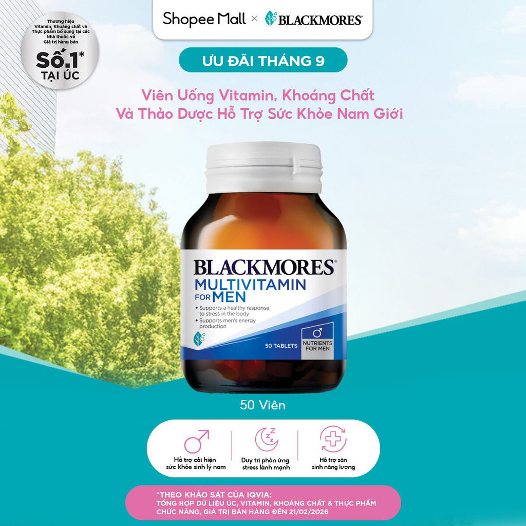 Vitamin Tổng Hợp Hỗ Trợ Sức Khỏe Nam Giới Blackmores Multivitamin For Men Lọ 50 Viên
