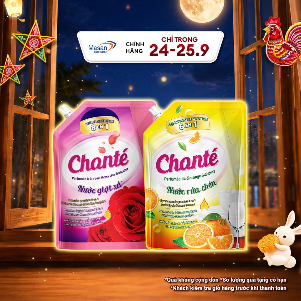 Ảnh thật combo nước giặt xả Chanté và nước rửa chén Chanté