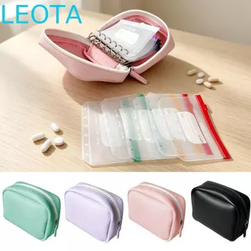 LEOTAKF 7 / 14 CÁI Bộ túi đựng thuốc chống thấm nước, Hộp đựng thuốc 7 ngày chống rò rỉ di động, Hộp đựng thuốc có khóa kéo mã màu Túi đựng thuốc hàng tuần chống ẩm Túi đựng thuốc hàng ngày mang theo 