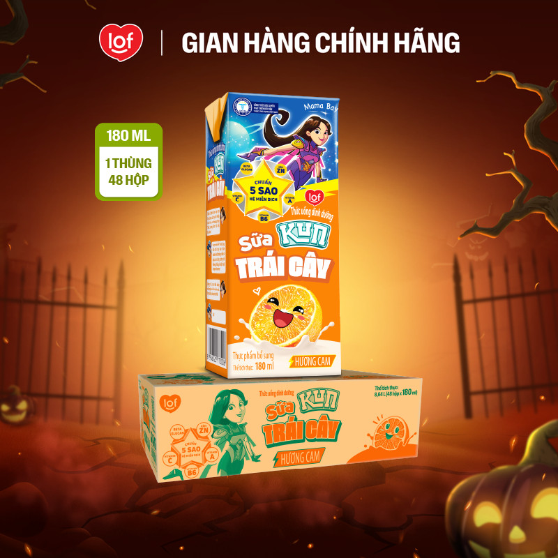 Sữa trái cây KUN vị cam thùng 48 hộp x 180ml