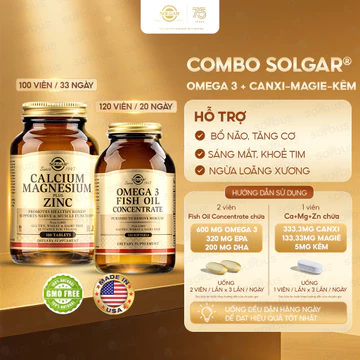 Viên Uống Solgar Fish Oil Concentrate - Dầu Cá Omega 3 - Bổ Não, Sáng Mắt, Tăng Cường Trí Nhớ, Hỗ Trợ Tim Mạch 120 Viên