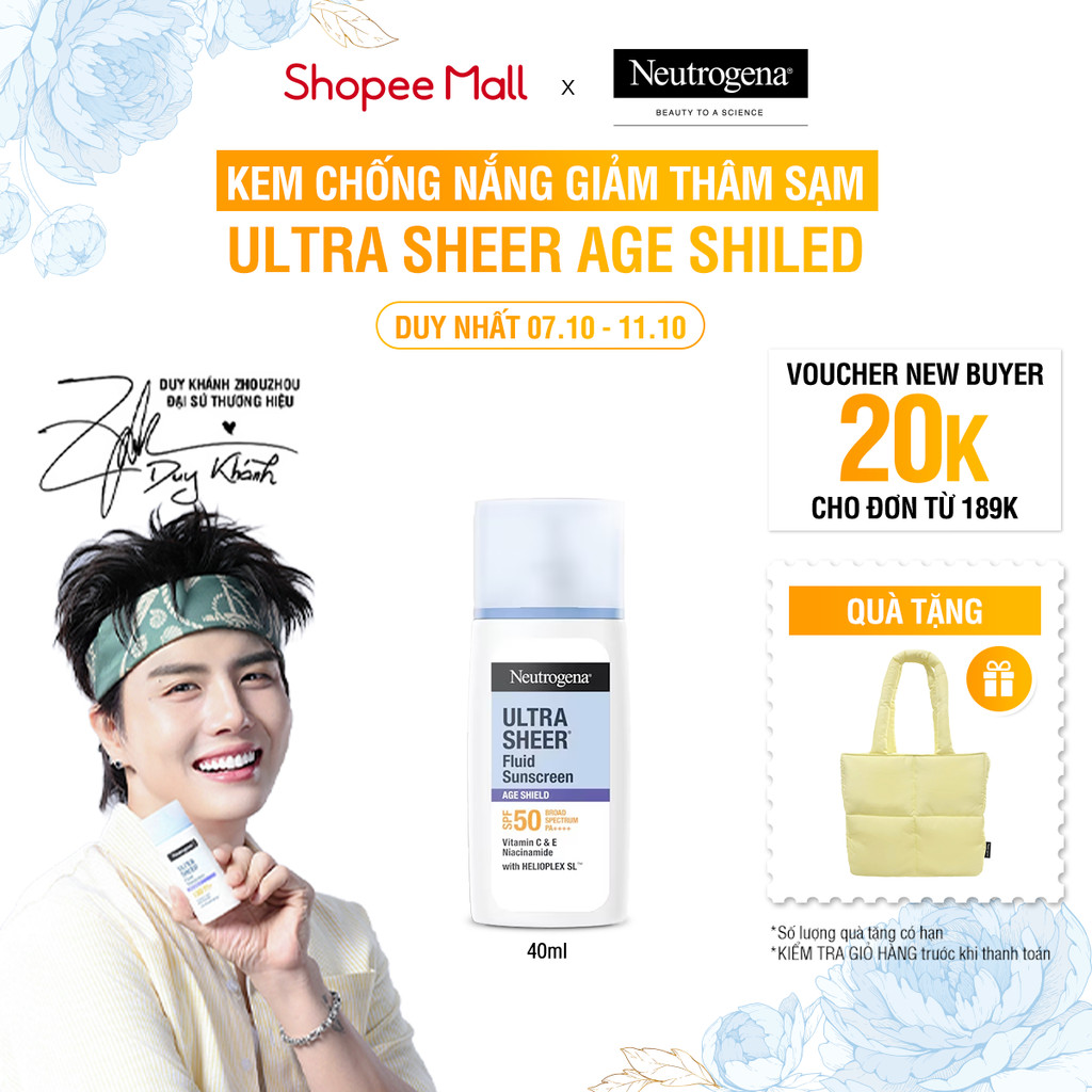 Kem chống nắng Neutrogena® Ultra Sheer Fluid Sunscreen Age Shield SPF 50 Broad Spectrum PA++++ 40ml