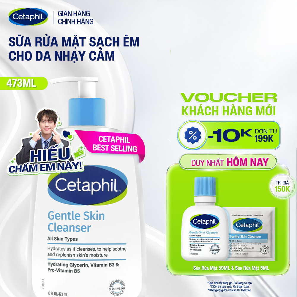 Sữa rửa mặt dịu lành cho da nhạy cảm CETAPHIL GENTLE SKIN CLEANSER 473ML