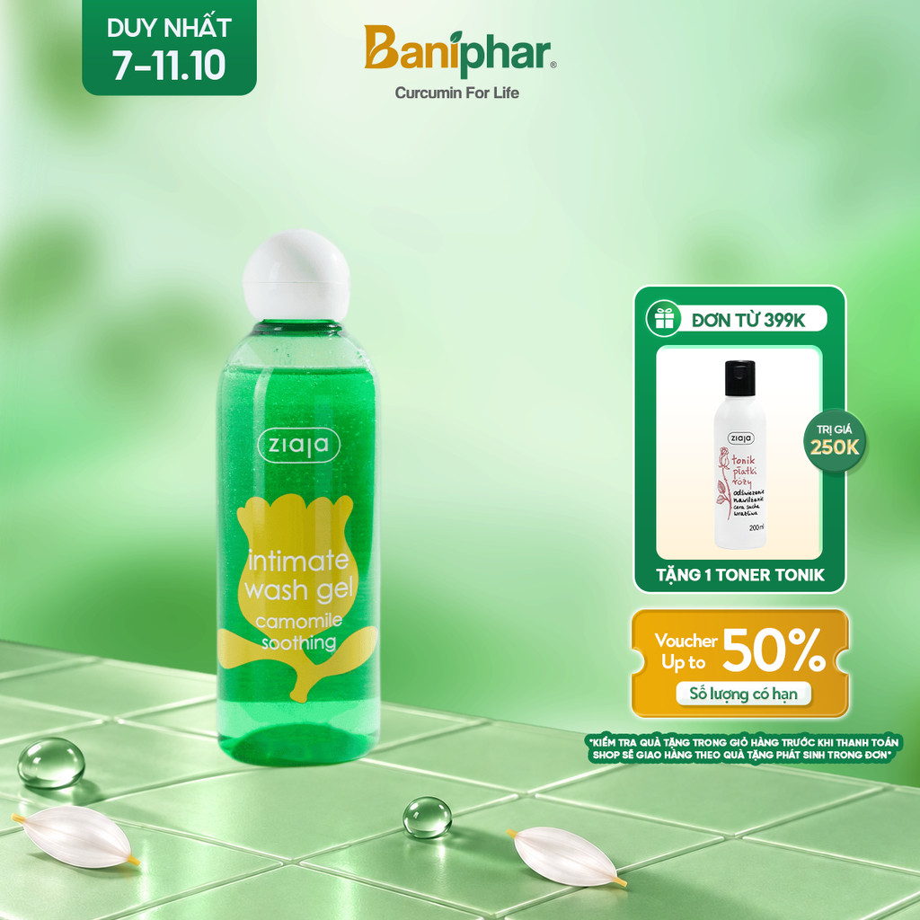 [VHL x Dược Bắc Ninh] Dung dịch vệ sinh phụ nữ Intimate Ziaja Cúc La Mã dịu nhẹ cân bằng pH, dưỡng ẩm sâu, khử mùi 200ml