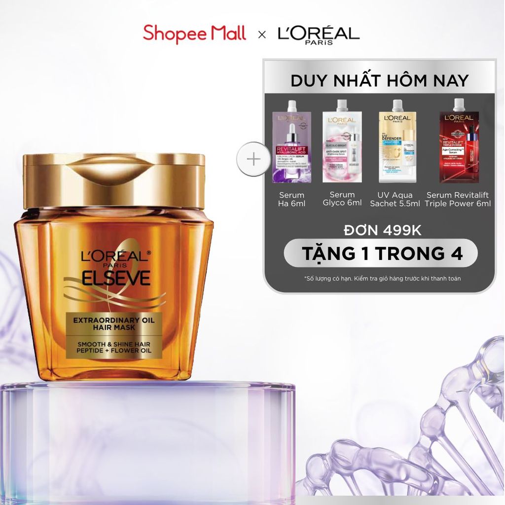 Mặt nạ ủ tóc chuyên sâu gold peptide phục hồi hư tổn giúp suôn mượt tóc L’Oreal Paris Extraordinary Oil Mask 250ml