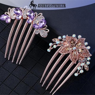 Onetimingfine Kẹp Tóc Hoa Pha Lê Phong Cách Hàn Quốc Ngọc Trai Kim Cương Giả Lược Sáng Bóng Cho Nữ Phụ Kiện Tóc VN