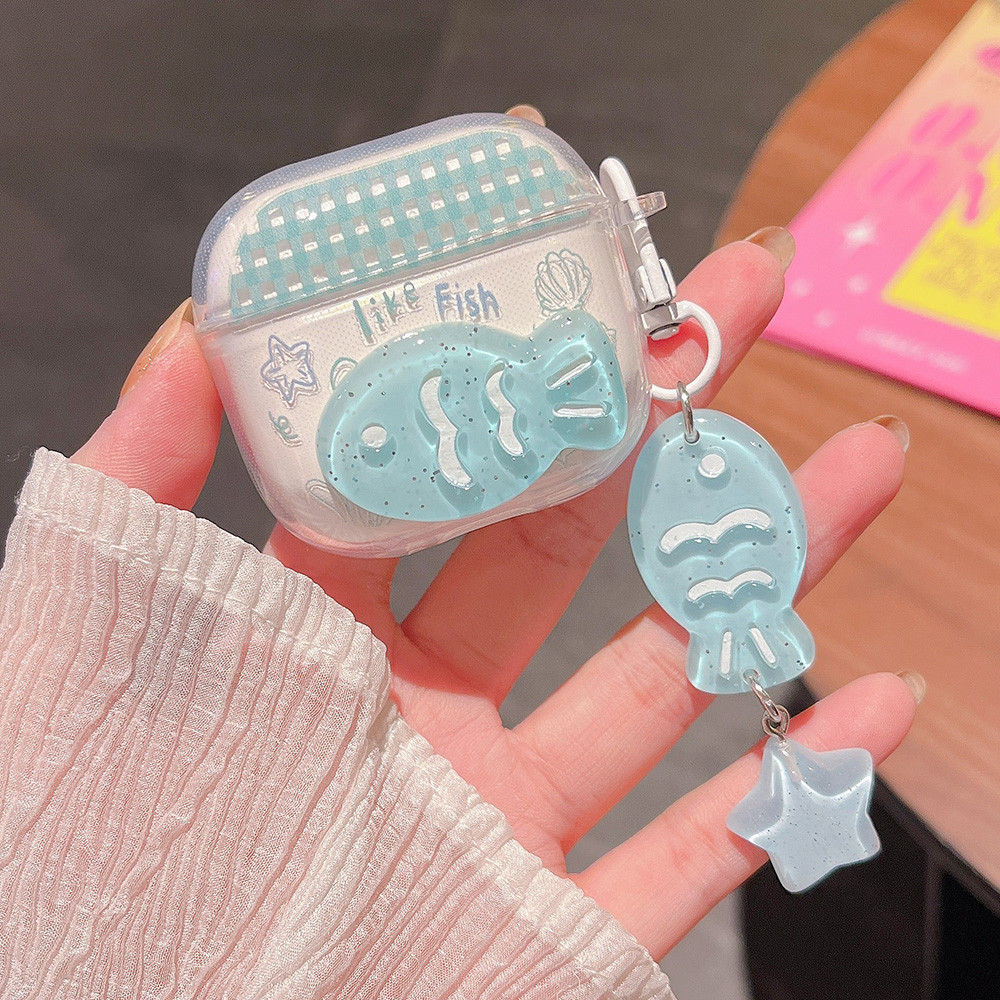 Vỏ Cat Butterfly Fish + Mặt dây chuyền cho AirPods Pro3 4 / 3 / 2 / 1 Vỏ tai nghe Pro Pro2