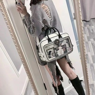 Túi đeo vai itabag nữ PVC trong suốt màu đen trắng mới của Hàn Quốc