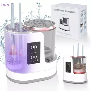 Máy làm sạch và sấy cọ trang điểm điện cầm tay SAIA 3 trong 1, sạc USB, tự động làm sạch và sấy, kèm giá đỡ giữ cọ