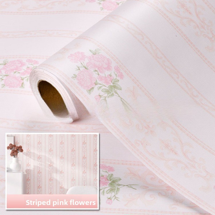 Ký Túc Xá Sinh Viên Giấy Dán Tường Dán Tân Trang Cô Gái Chống Thấm Nước Giấy Dán Tường Phòng Ngủ Ấm Áp Tự Dính Màu Hồng Mục Vụ Hộ Gia Đình Hoa Nhỏ