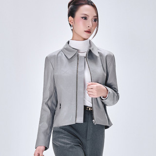 Áo da cừu nữ Collar crop suông nhẹ nhàng cao cấp FTTLeather tay khoá kéo không bong tróc nổ AN401C