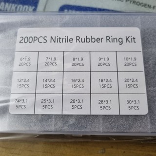 Long đen cao su oring đa dạng – Hộp 200 cái, chống rò nước, dùng cho sen vòi, bồn rửa