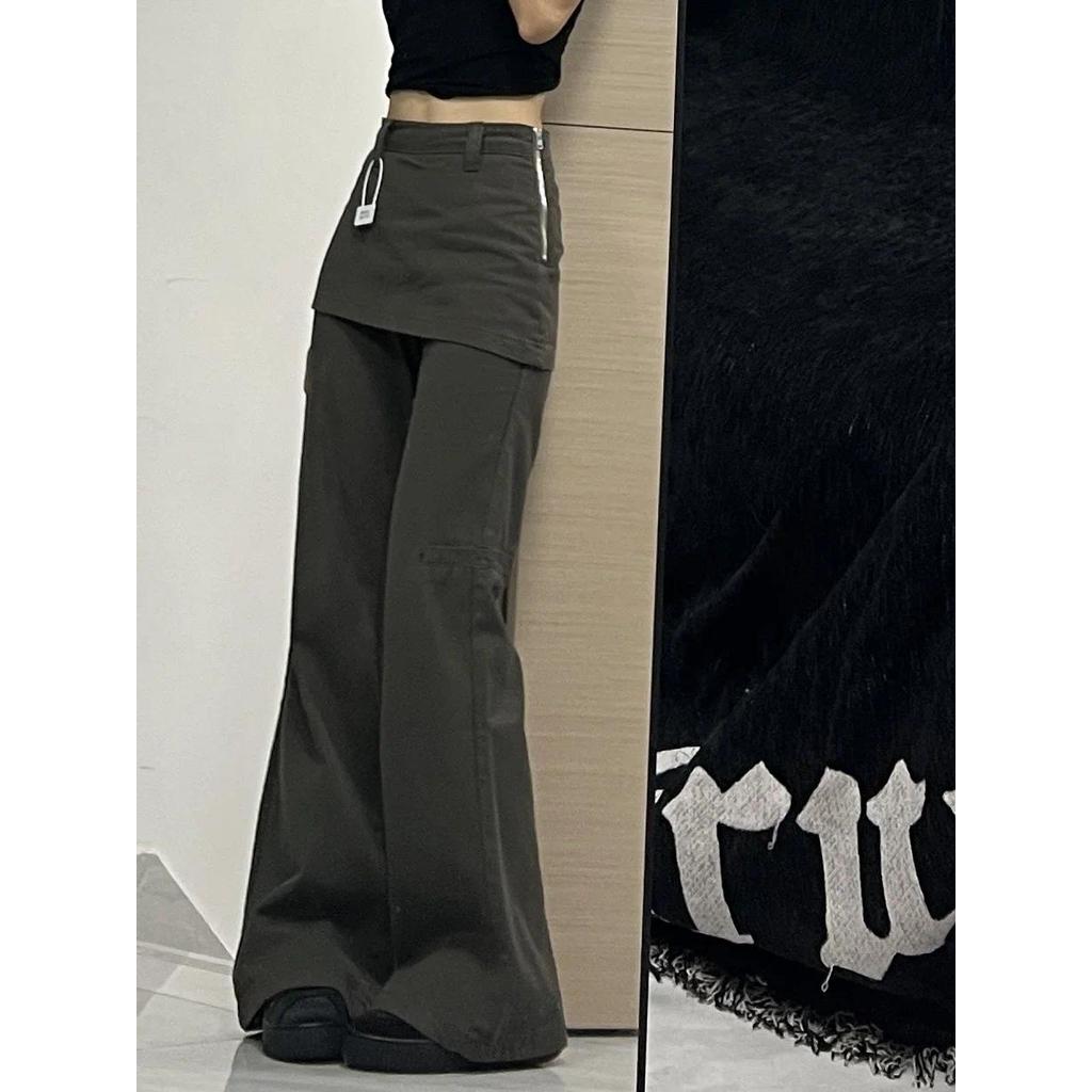 Quần Jean Chân Rộng Hai Mảnh Plus Size Style Y2K, Thời Trang Dạo Phố