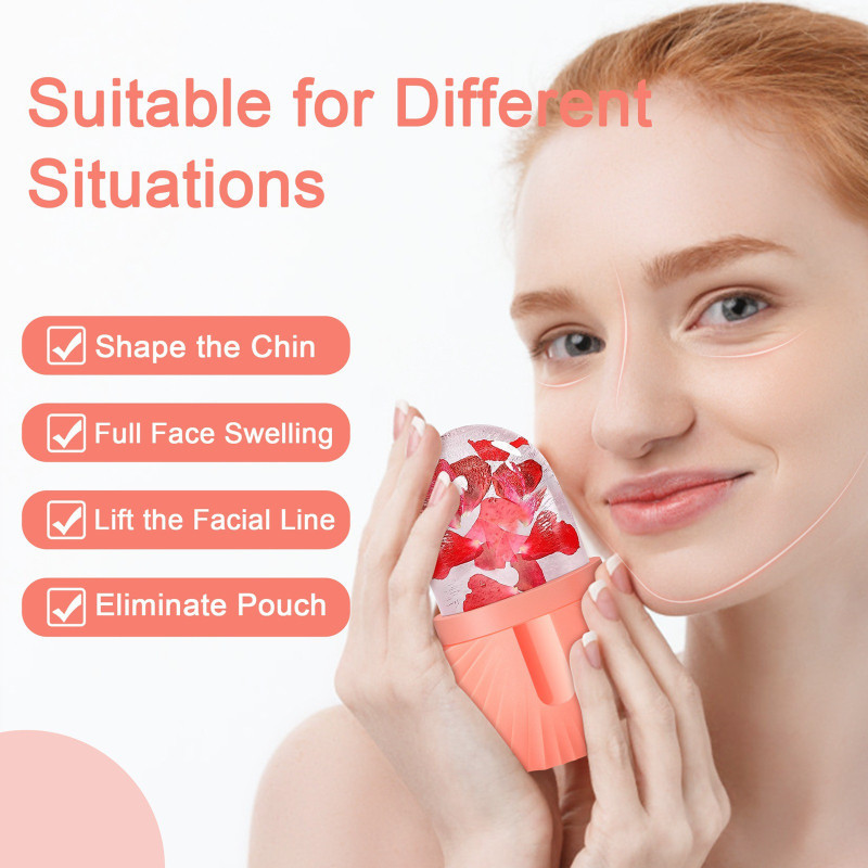 Con Lăn Mặt Silicone Massage,Face Ice Ball có thể tái sử dụng để giảm bọng,Không cần pin