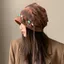Mũ Baggy IAPPORTUNIA, Mũ xếp chồng lên nhau chu vi đầu lớn, Vintage Giữ ấm bằng vải Polyester phong cách Bohemian Beanies Cap dành cho nữ và bé gái