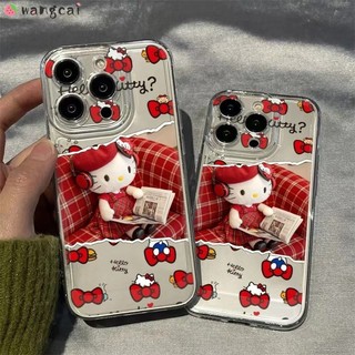 Dành Cho Huawei Nova Y70 11 10 9Z 9 8i 8 7 7i 6 5T SE 4E 3i 2i Mete 60 50 40 40E 30 20 Pro Vỏ Điện Thoại Màu Đỏ Hello Kitty Nơ Kẻ Sọc Hoạt Hình Dễ Thương Trong Suốt Vỏ Mềm Trong Suốt Vỏ bọc