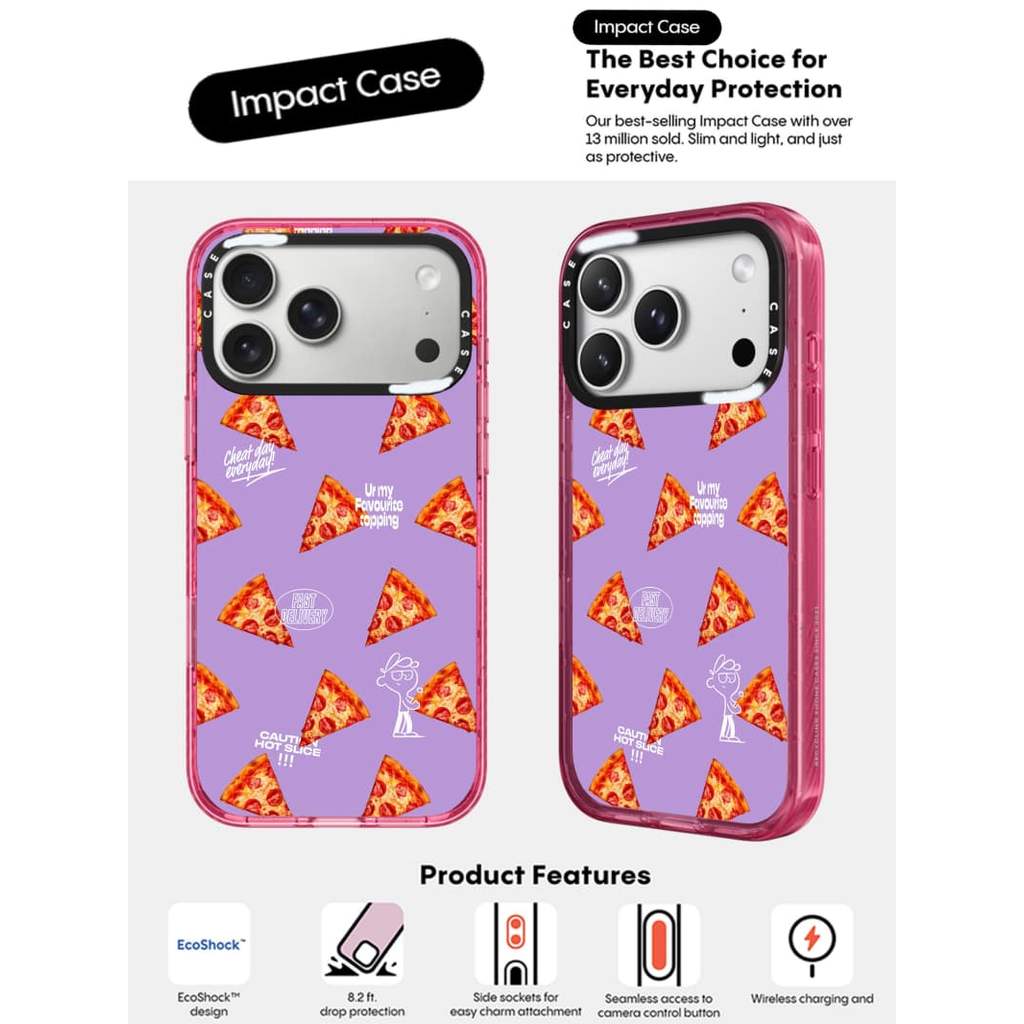 CASECASE X Pizza Hồng Fizz Màu Trong Suốt Cứng Hút Từ Tính Tác Động Dành Cho Apple IPhone 12 13 14 15 16 17 Pro Max Air Plus Có Hộp
