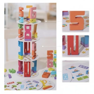Đồ chơi xếp chồng số Giáo dục Khối số bằng gỗ Khối đếm được sơn đầy màu sắc cho trẻ mẫu giáo, gia đình, mẫu giáo