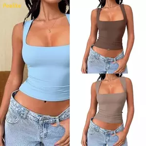 Áo mùa hè không tay cổ vuông ôm sát phù hợp cho nữ Pealike để mặc thường ngày