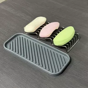 304 Thép Không Gỉ Thang Xà Phòng Giá Miếng Lót Silicon Hình Sóng Xà Phòng Giá Thoát Nước Phòng Tắm Khay Xà Phòng26063006