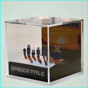 HK1 Undertale Sunset Diorama Cube Nhân Vật Hành Động Pixel Peace Acrylic Trang Trí Quạt Bàn Sưu Tập KH1