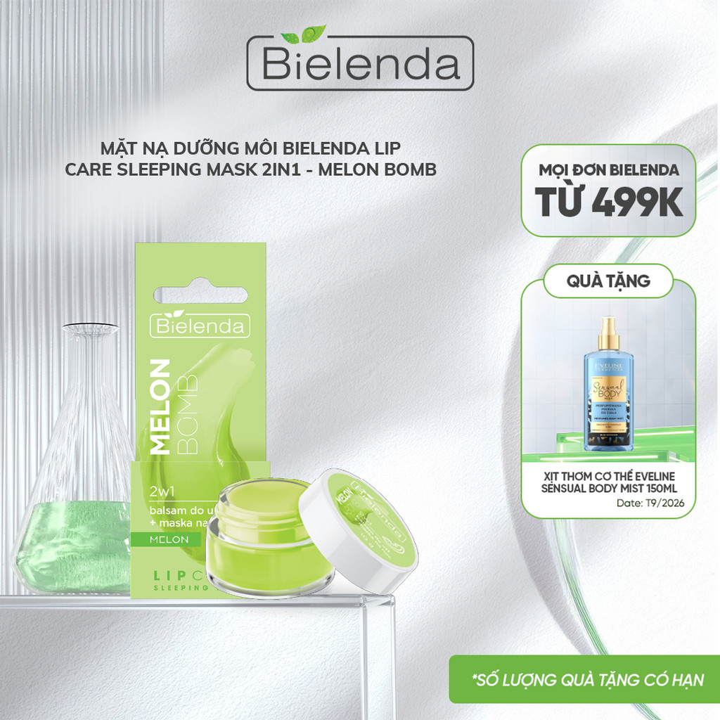 Mặt nạ dưỡng môi Bielenda Lip Care Sleeping Mask  2in1 - Melon Bomb dưỡng môi căng mọng, giảm rãnh nhăn môi 10g