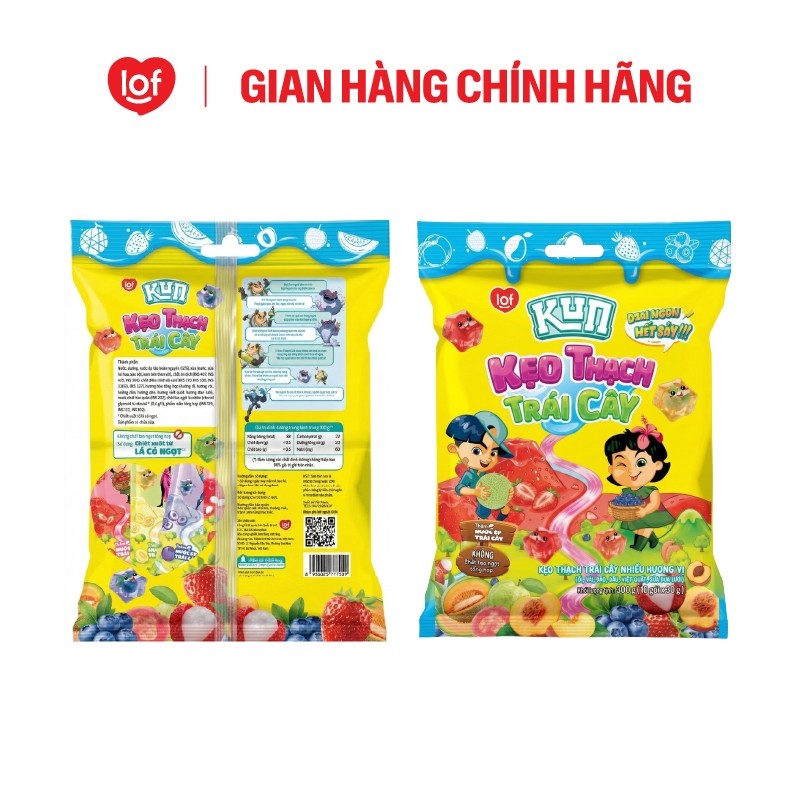 Combo 1 thùng sữa KUN túi và 2 túi kẹo thạch trái cây KUN nhiều hương vị