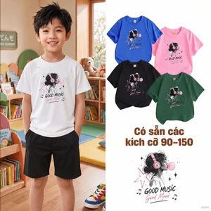 Áo thun bé trai basic hình tai nghe Năng động Mặc hằng ngày