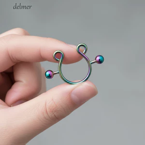 DELMER 2 Cái / bộ Nhẫn Giả Núm Vú Không Xuyên, Phụ Kiện Thời Trang Kẹp Thiết Kế Núm Vú Kẹp Nhẫn, Thép Charm Tròn Vít Không Xuyên Trang Sức Cơ Thể Nữ