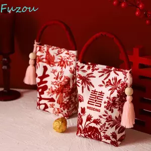 Túi Đường Lễ Hội FUJIOU, Túi Bảo Quản Hoa Cổ Tay Túi, Hộp Kẹo Bướm Hoa Lan Mặt Dây Chuyền Trang Sức Túi Đóng Gói Phong Cách Hàn Quốc Thắt Nút Vải Túi Đeo Tay Nữ / Bé Gái