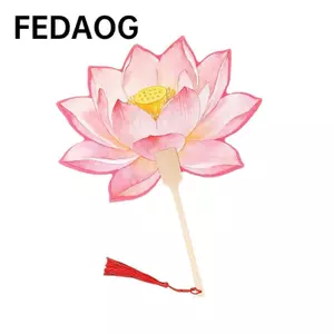 Quạt cầm tay FEDAOG, Quạt hình sen trang trí thẩm mỹ không đều, Tính năng làm mát thanh lịch Quạt tay cầm tre Sử dụng mùa hè