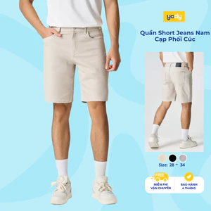 Quần Short Jeans Yody Nam Cạp Phối Cúc, dáng Regular vừa vặn, thoải mái TRA- MCJS25S028