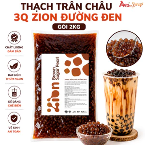 Thạch Trân Châu 3Q Zion Đường Đen Gói 2kg, Topping Trà Sữa Dẻo Dai Thơm Ngon