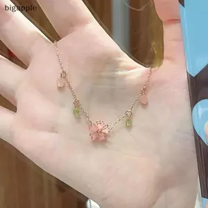Bigapple Lãng Mạn Hoa Anh Đào Mặt Dây Chuyền Dây Buộc Cho Nữ Hàn Quốc Zircon Hoa Choker Quà Tặng RDG