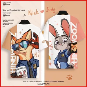 Zootopia Zootropolis Nick Wilde Judy Hopps Vải Cosplay 3D Áo Thun Mùa Hè Anime Tay Ngắn Top