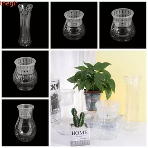 Hộp đựng thực vật thủy sinh THEGIRL8B, Chậu hoa thủy canh đứng trên sàn trong suốt, Bể cá Mini Tự tưới nước Văn phòng nhựa đơn giản