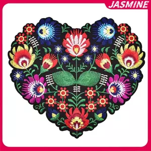 JASMINE 1 Hình Trái Tim Thêu Hoa Đính Miếng Dán Cho Quần Áo Sắt Trên Táo JASMINE